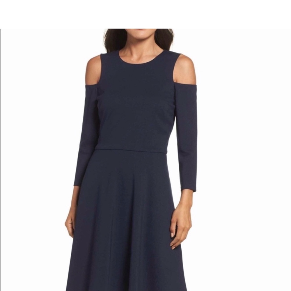 Eliza J Navy Cold Shoulder Fit & Flare Dress Size 8